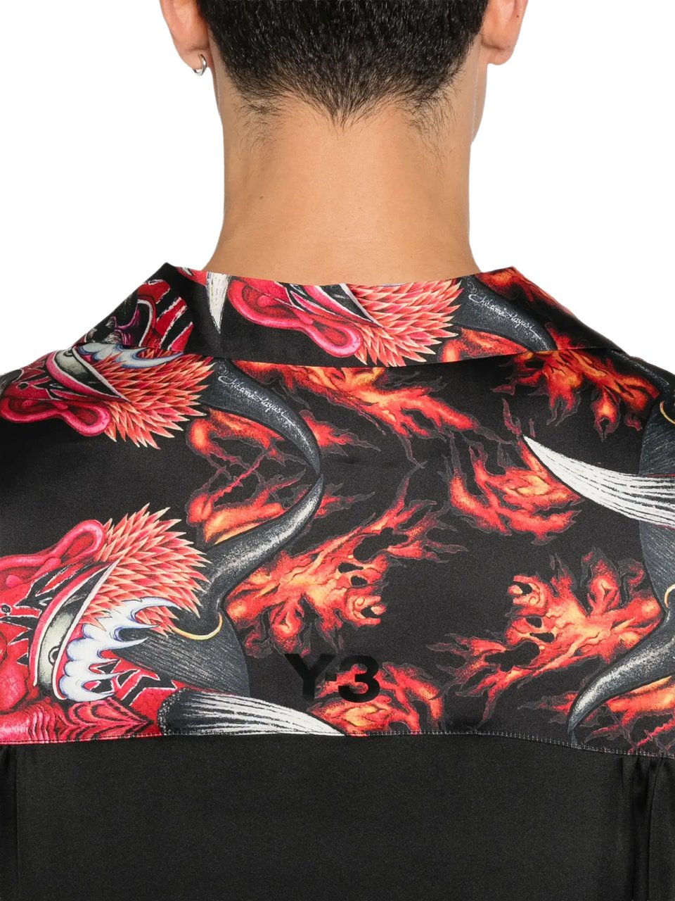 Y-3 Satin Gfx Shirt Multco Zwart
