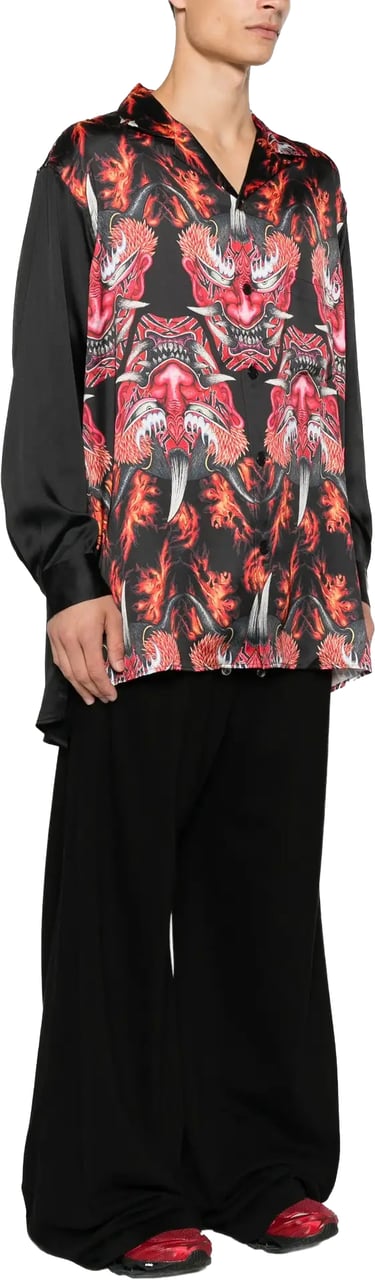 Y-3 Satin Gfx Shirt Multco Zwart