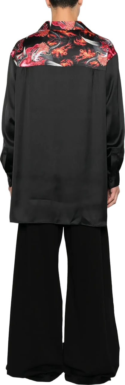 Y-3 Satin Gfx Shirt Multco Zwart