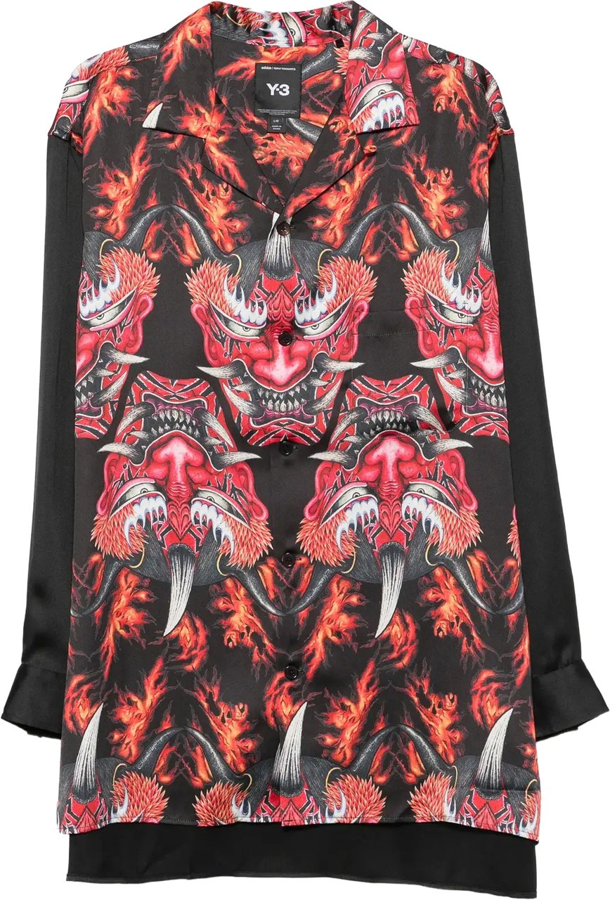Y-3 Satin Gfx Shirt Multco Zwart