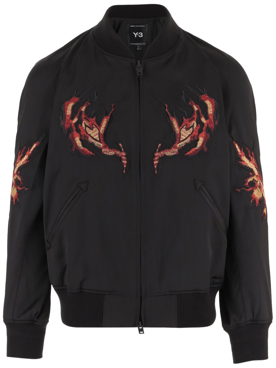 Y-3 Stretch Nylon Jacket With Ribbed Detailing And Embroidery Zwart