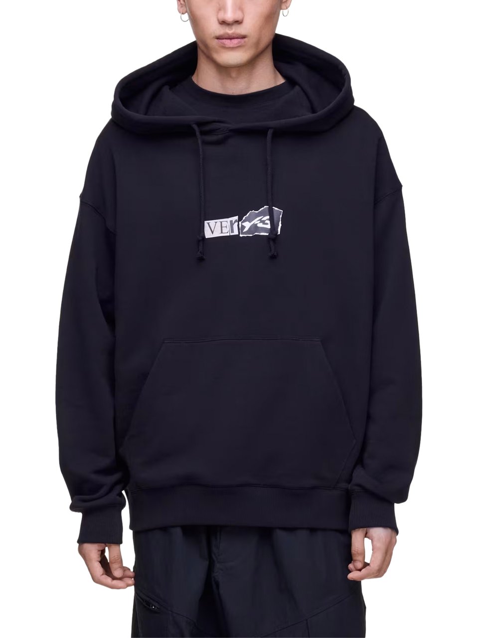 Y-3 Relaxed Fit Black Hoodie with Abstract Graphic Zwart