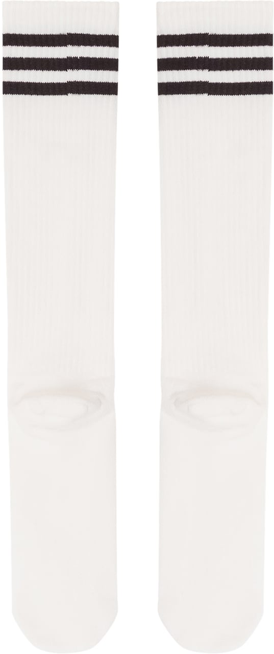 Y-3 Calzini Alti con Righe e Logo Wit
