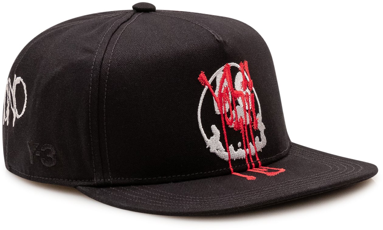 Y-3 Cappellino Chito con Ricamo Grafico Zwart
