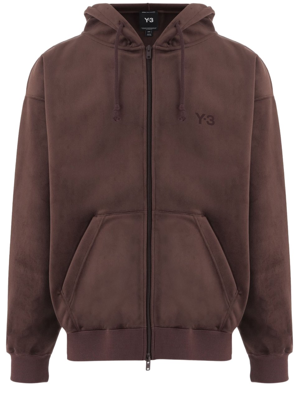 Y-3 Light Burgundy Ribbed Velvet Nylon Hoodie Grijs