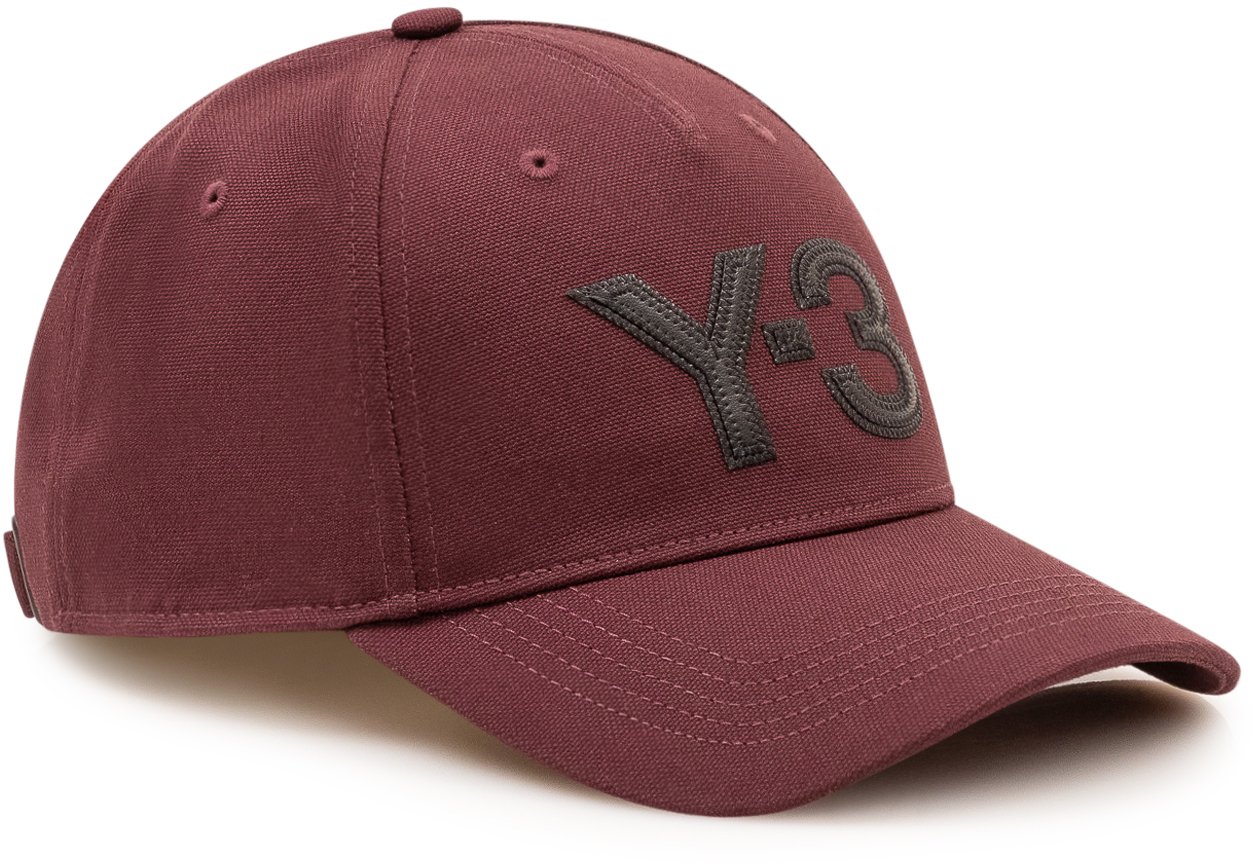 Y-3 Cappello Baseball con Lettering Ricamato Maroon