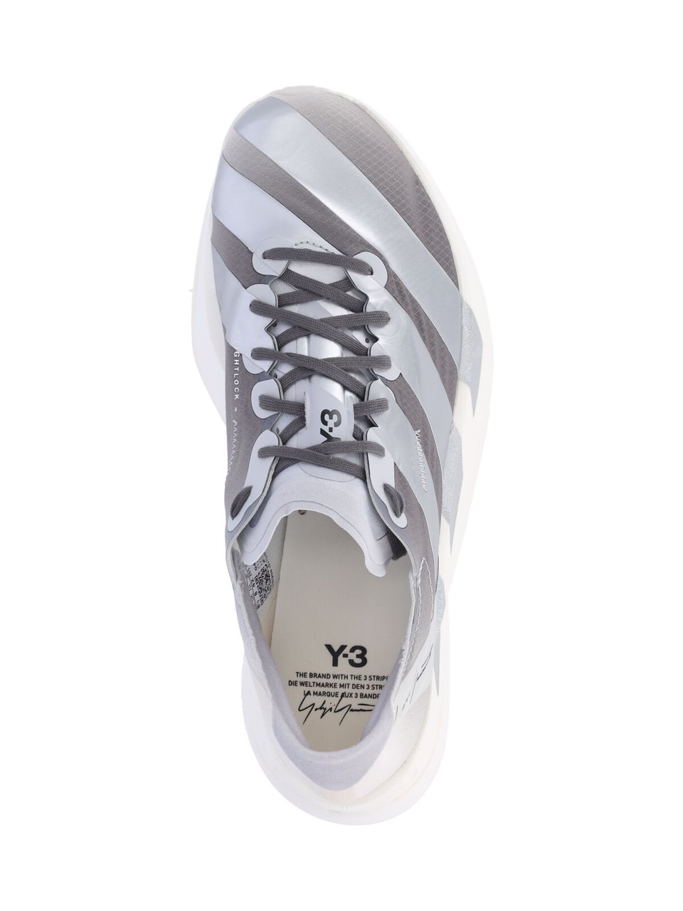 Y-3 Grey Fabric Sneakers with Rounded Toe and Lace-Up Detail Grijs