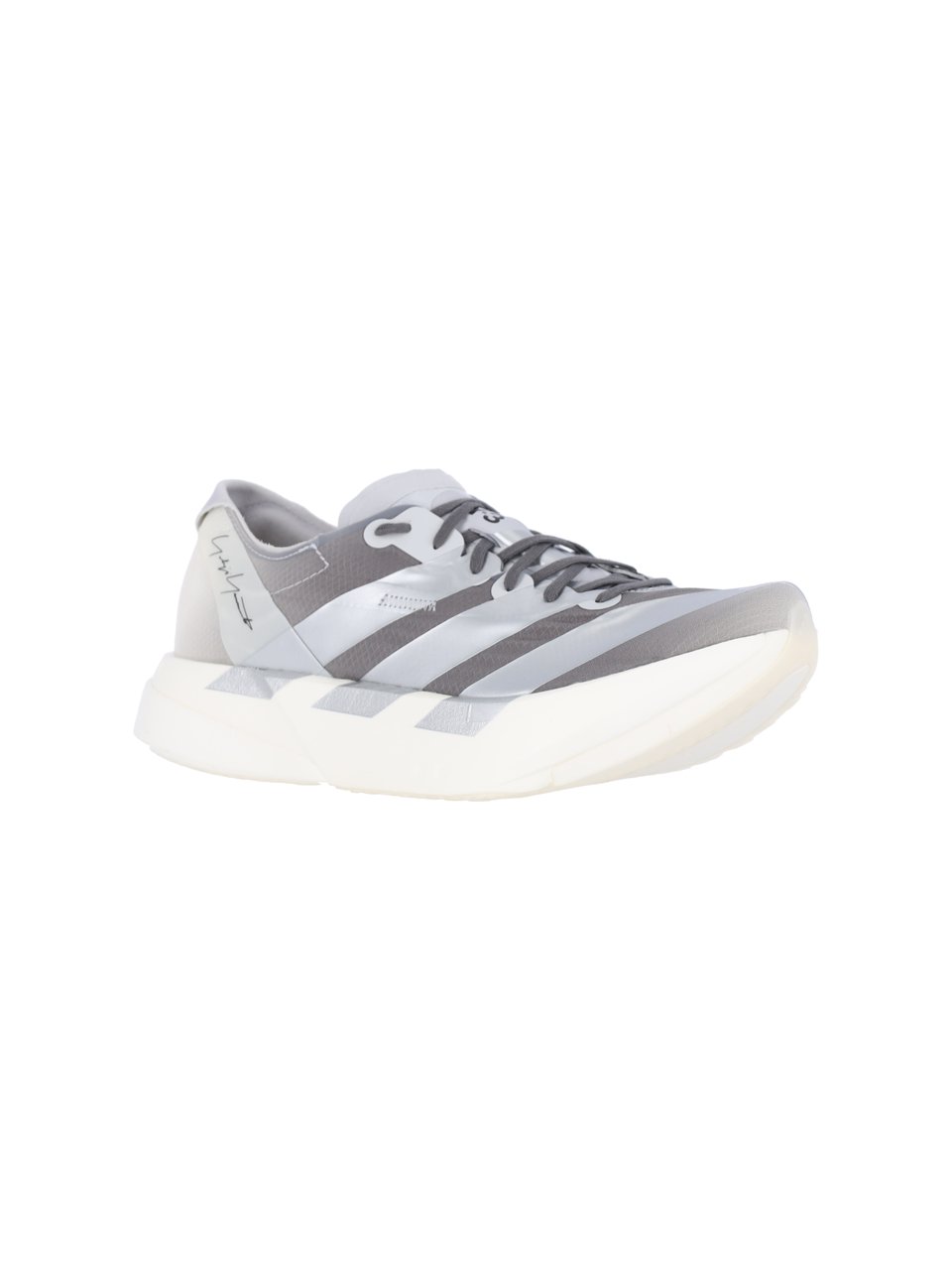 Y-3 Grey Fabric Sneakers with Rounded Toe and Lace-Up Detail Grijs