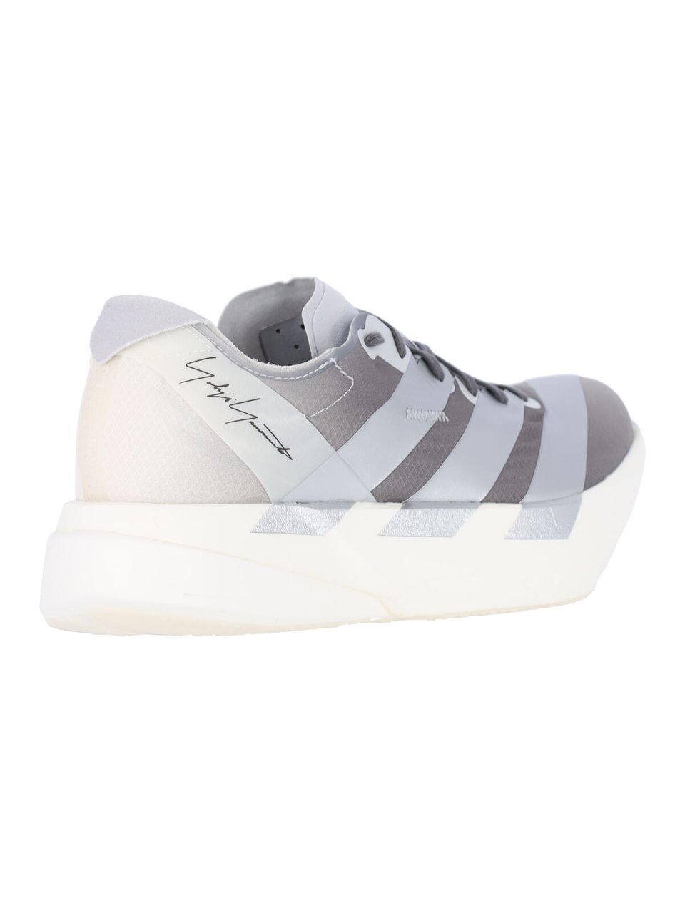 Y-3 Grey Fabric Sneakers with Rounded Toe and Lace-Up Detail Grijs