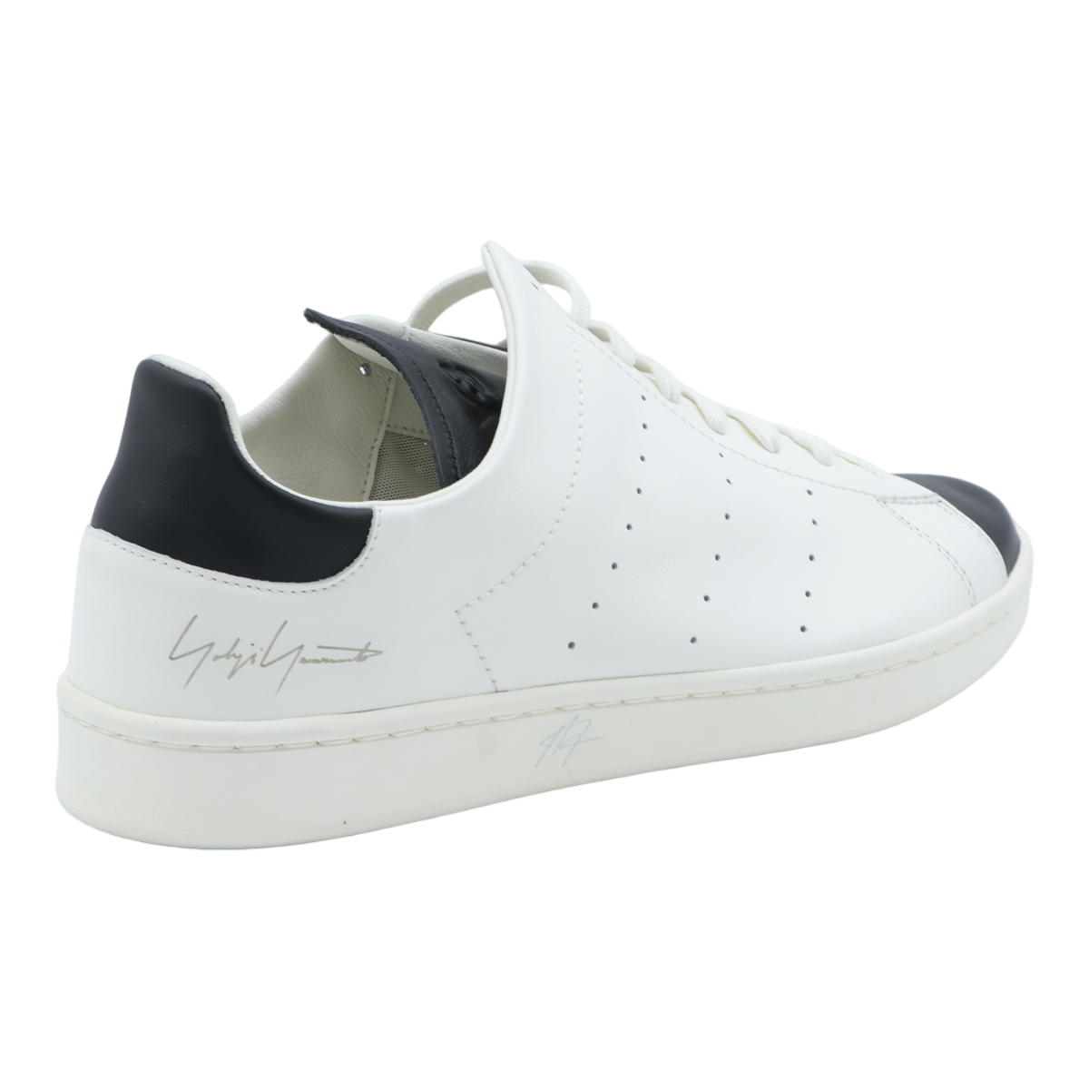 Y-3 Low-Top White Leather Sneakers with Black Accents Wit