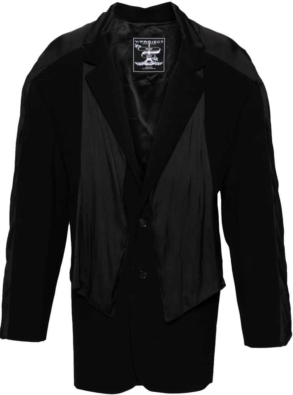 Y-project Insert Scarf Blazer Black Zwart