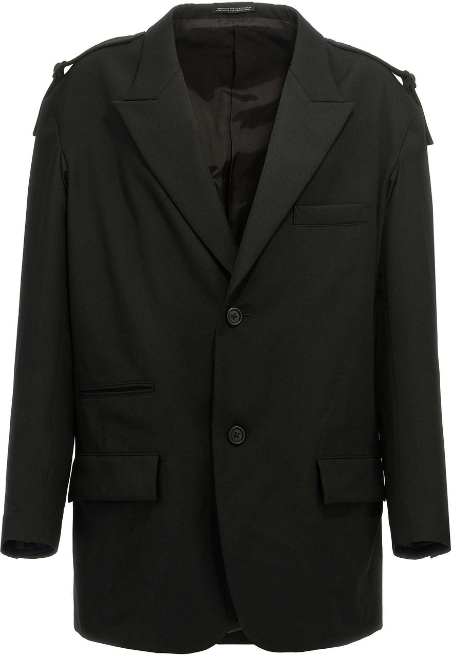 Yohji Yamamoto Black Wool Blazer Zwart