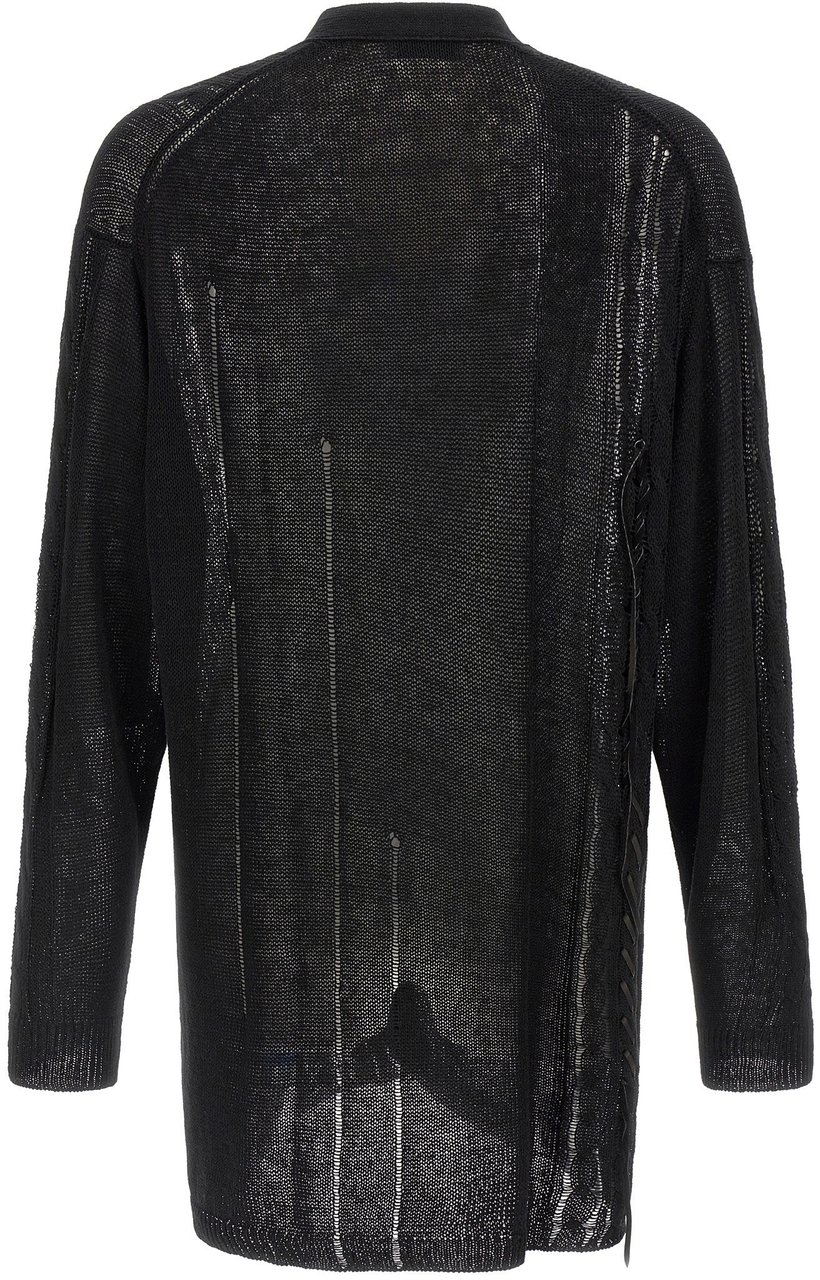 Yohji Yamamoto Black Linen Cardigan Zwart