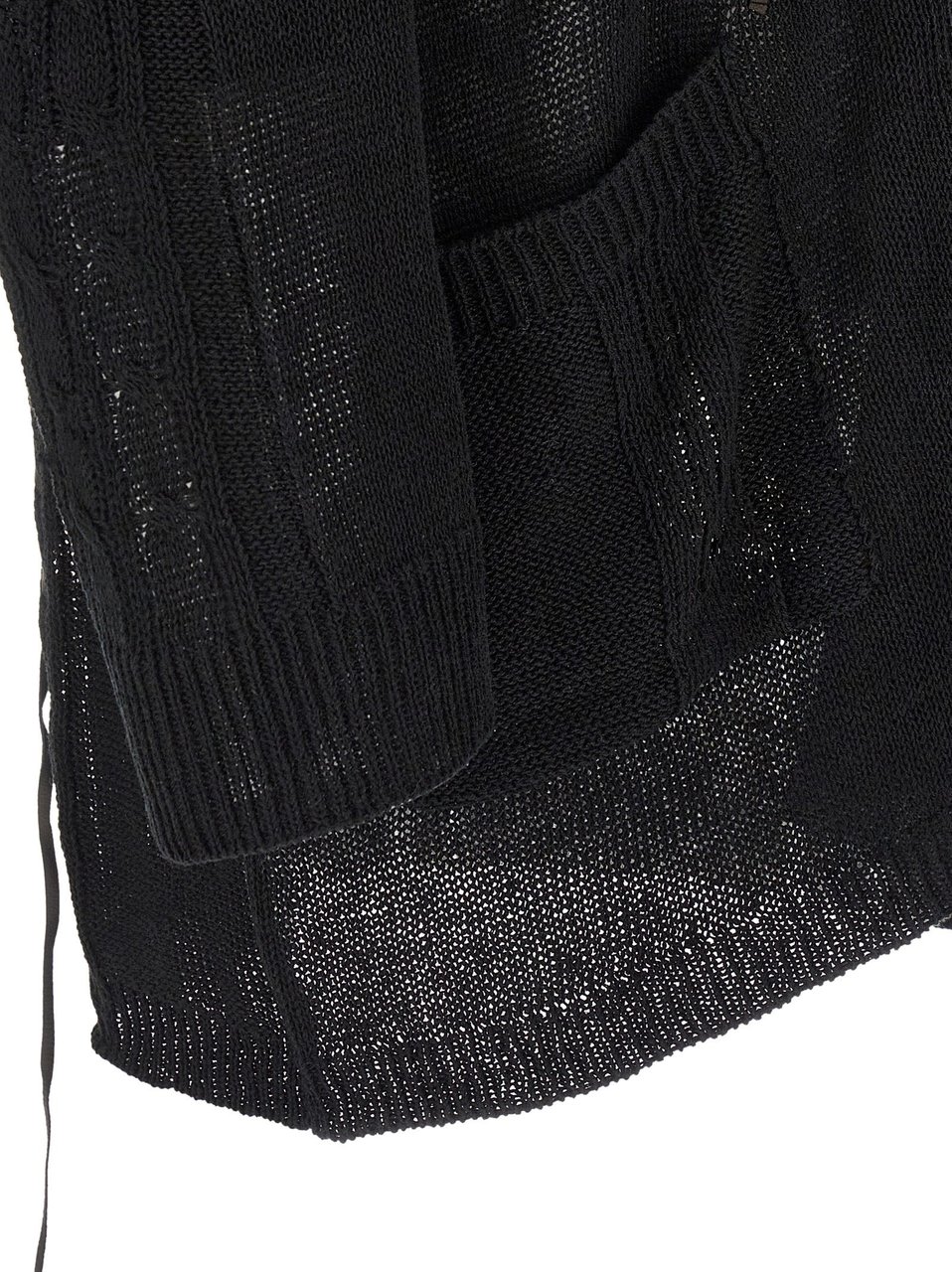 Yohji Yamamoto Black Linen Cardigan Zwart