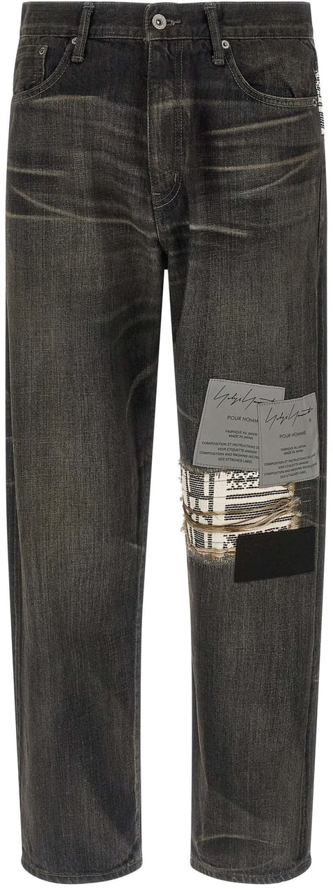 Yohji Yamamoto Black Cotton Tapered Jeans Zwart