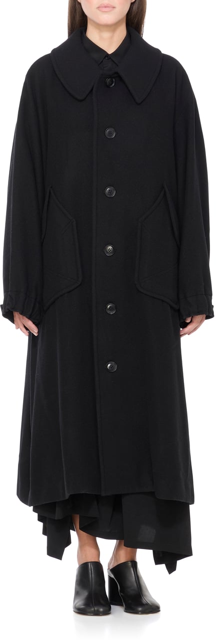 Yohji Yamamoto Coats Black Zwart