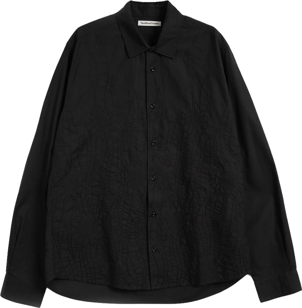 You Must Create Camicia Curtis Embroidery Nera Zwart