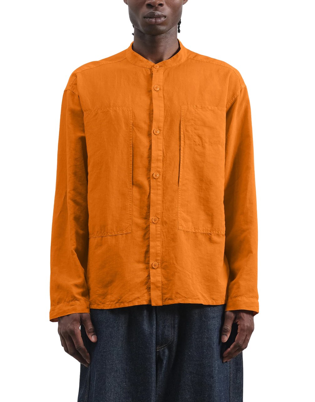 You Must Create Orange Hawkeye Collarless Shirt Oranje