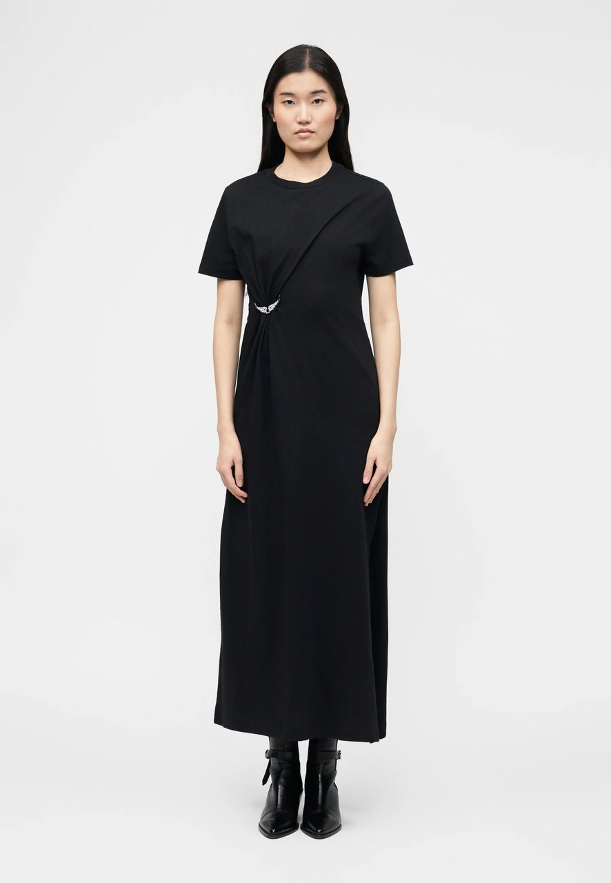 Zadig&Voltaire Mid-Calf Midi Dress with Gathered Waist Zwart