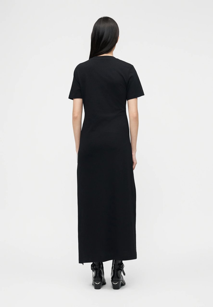 Zadig&Voltaire Mid-Calf Midi Dress with Gathered Waist Zwart