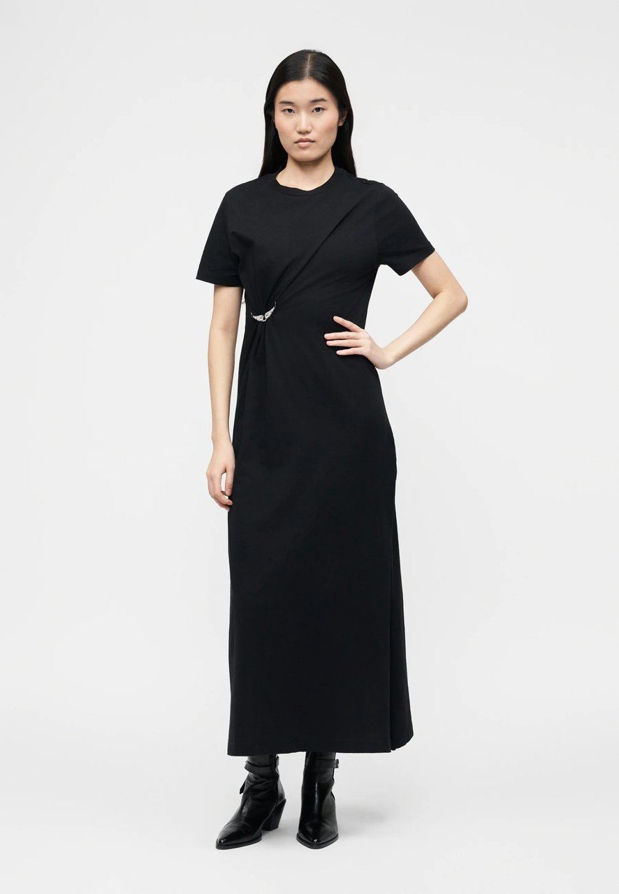 Zadig&Voltaire Mid-Calf Midi Dress with Gathered Waist Zwart