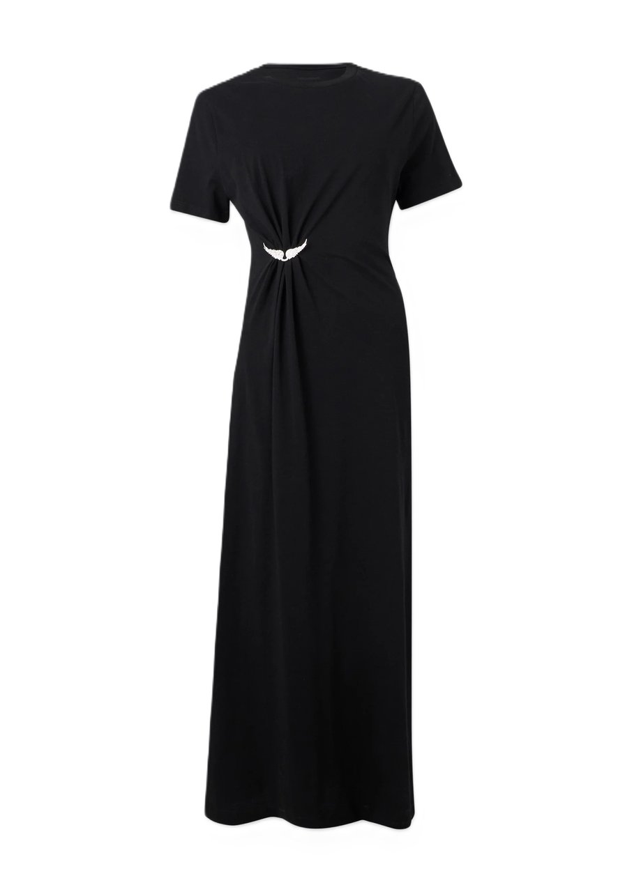 Zadig&Voltaire Mid-Calf Midi Dress with Gathered Waist Zwart