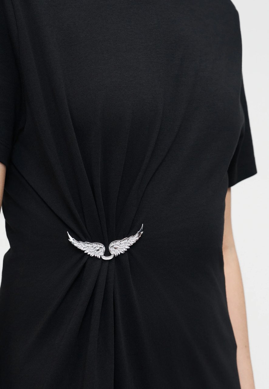 Zadig&Voltaire Mid-Calf Midi Dress with Gathered Waist Zwart