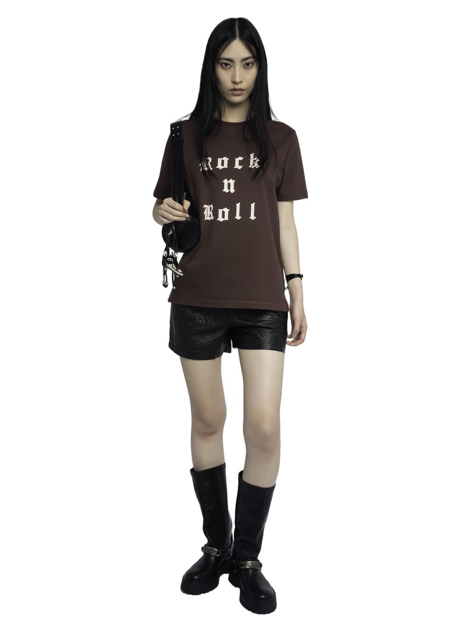 Zadig&Voltaire Burgundy Rock N Roll T-Shirt Zwart