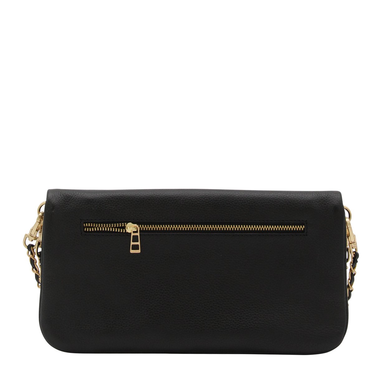 Zadig&Voltaire Black Leather Shoulder Bag with Chain Strap and Zip Pocket Zwart