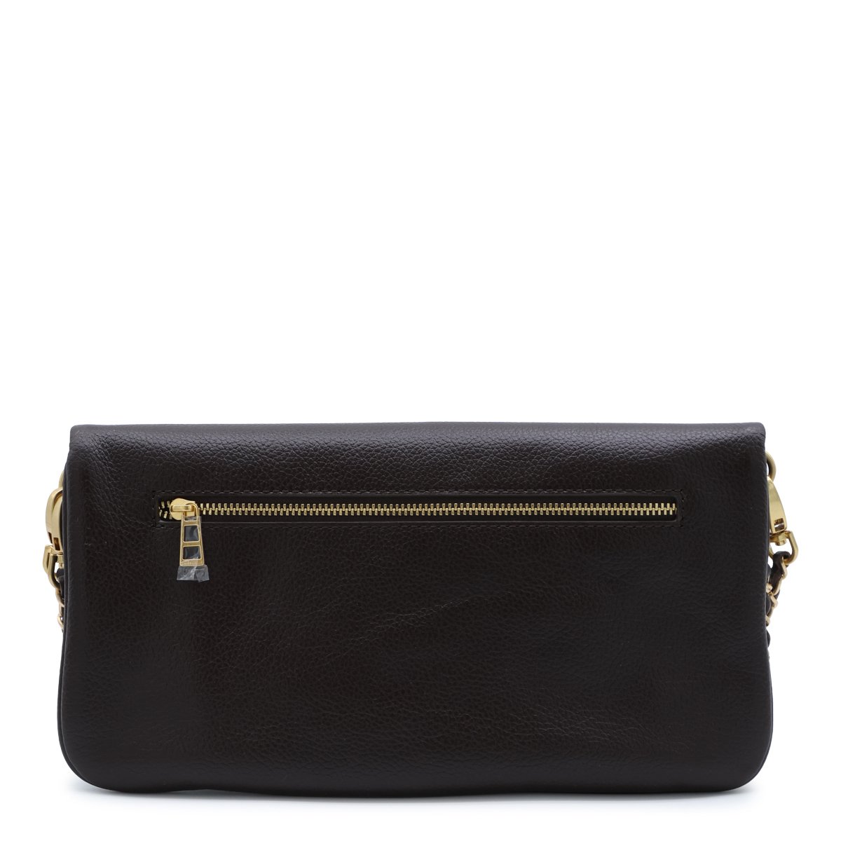 Zadig&Voltaire Rectangular Textured Leather Bag with Gold-Tone Winged Emblem Zwart