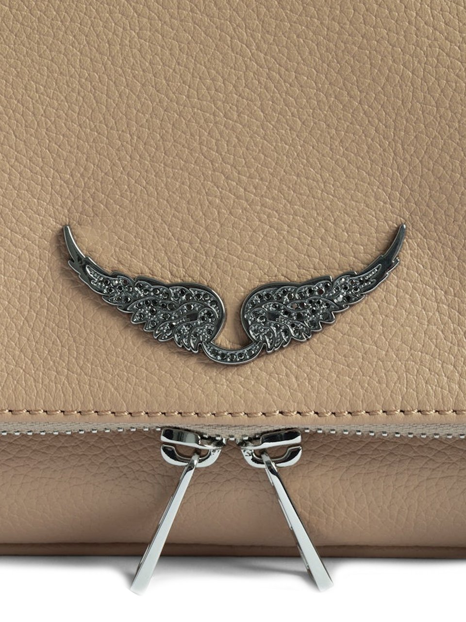 Zadig&Voltaire Pebbled Texture Rectangular Clutch with Wing Emblem Roze