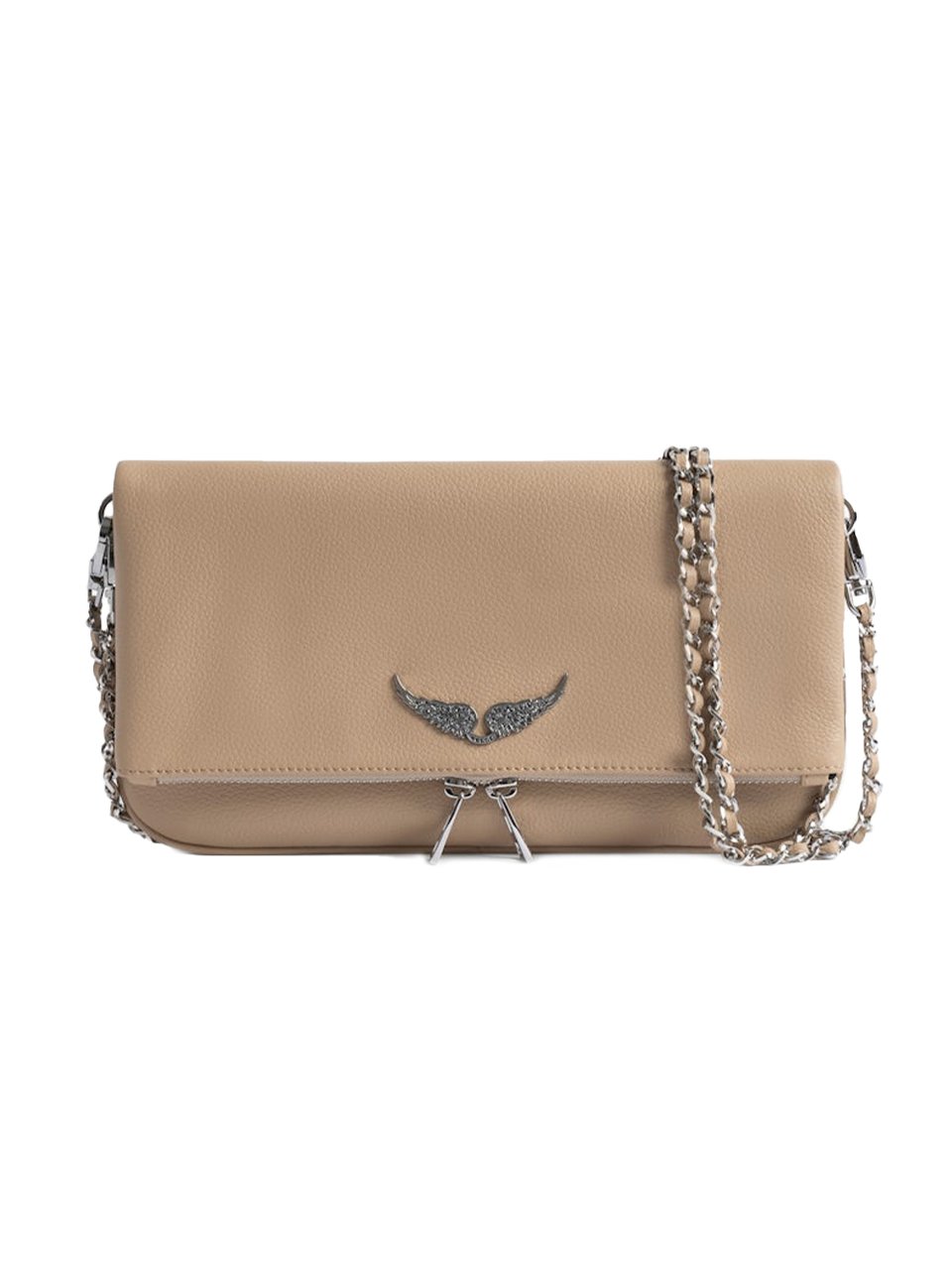 Zadig&Voltaire Pebbled Texture Rectangular Clutch with Wing Emblem Roze