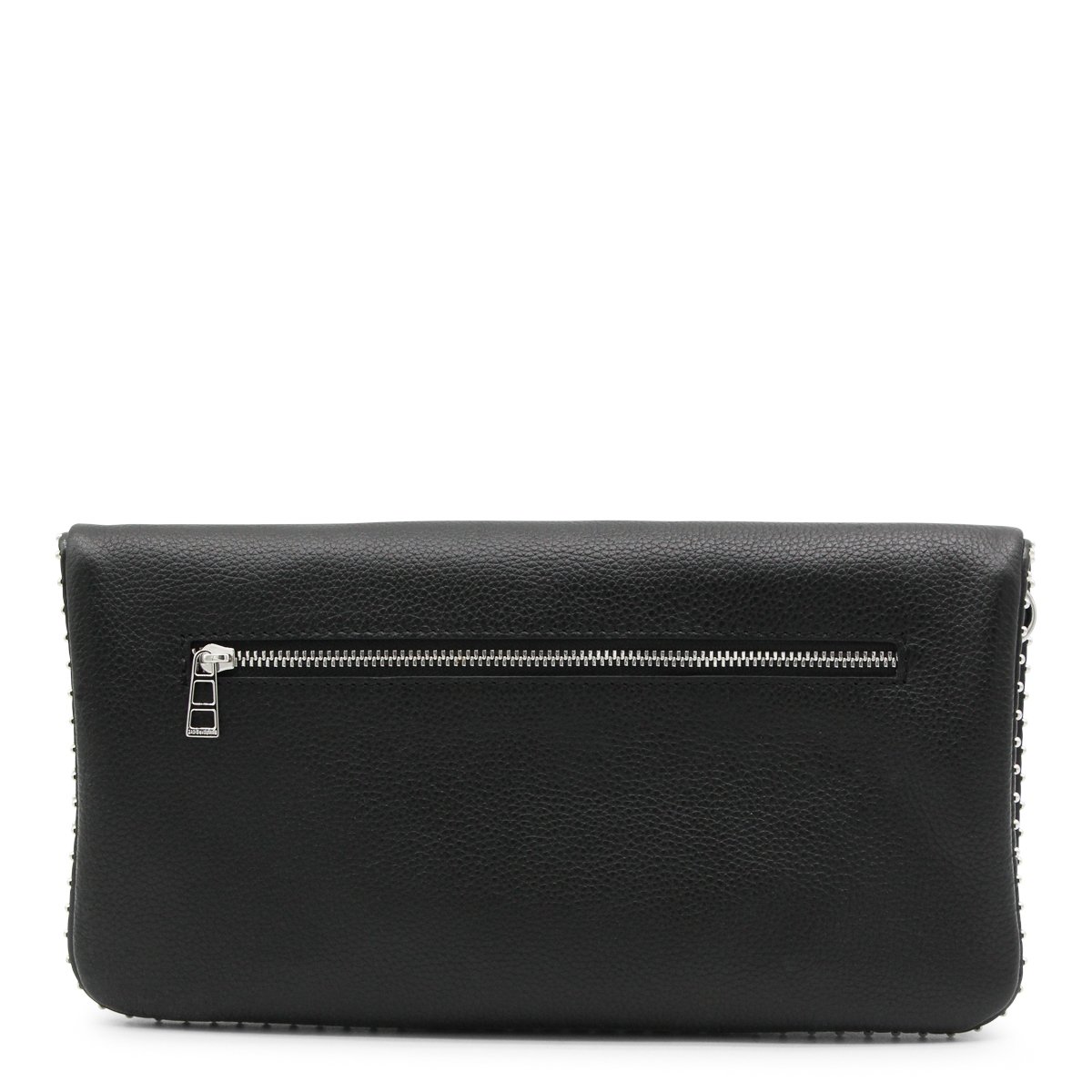Zadig&Voltaire Textured Black Flap Bag with Metallic Wing Emblem Zwart