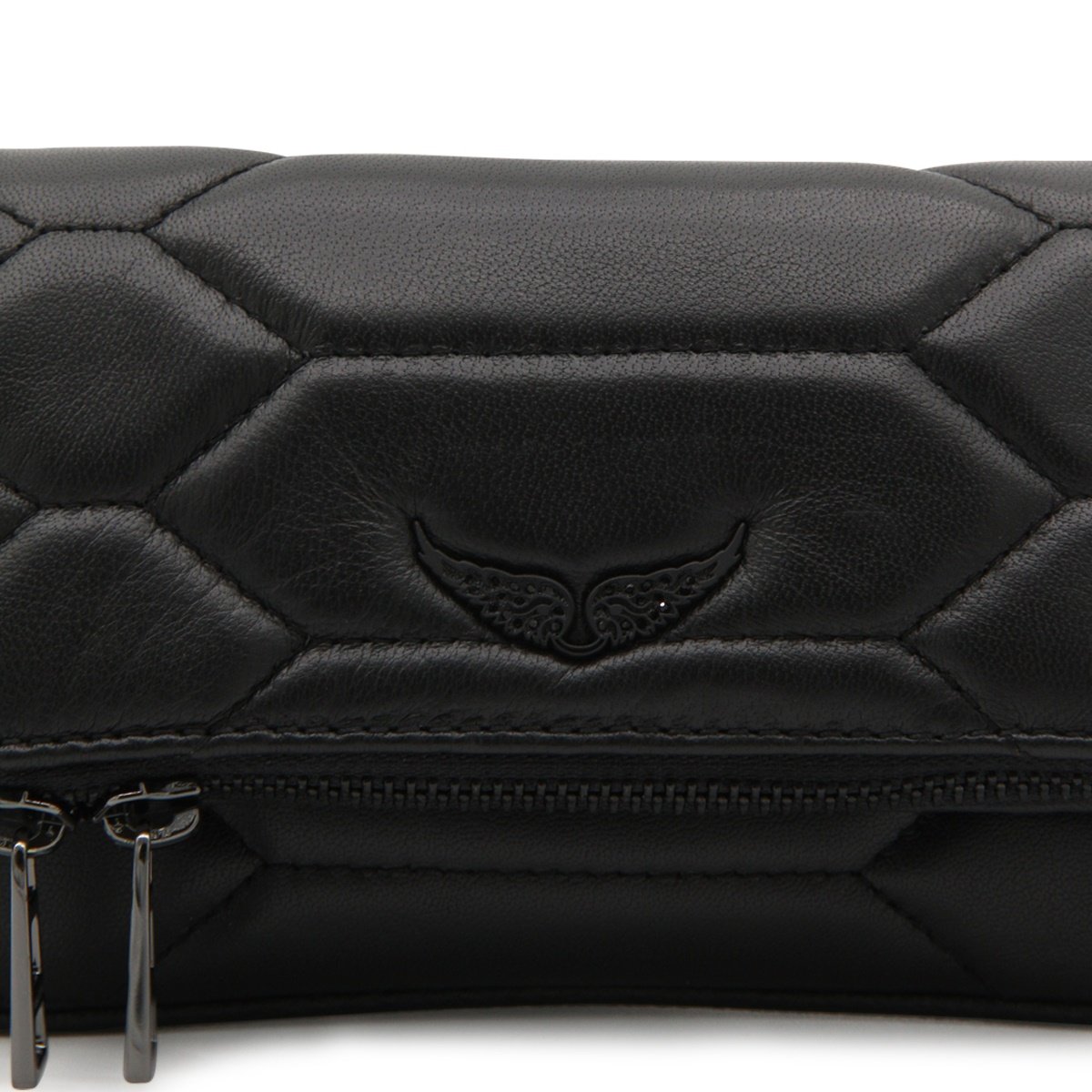 Zadig&Voltaire Rock Nano XL Mat Scale Black Leather Shoulder Bag Zwart