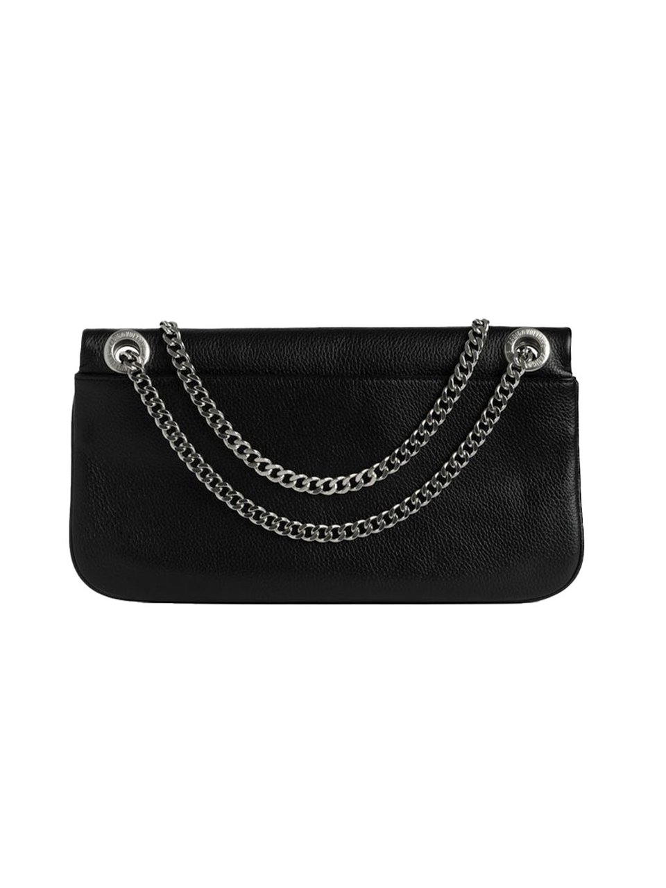 Zadig&Voltaire Rectangular Textured Clutch Bag with Silver Hardware Zwart