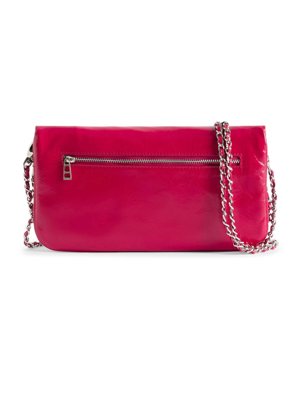 Zadig&Voltaire Rectangular Pink Clutch Bag with Silver Emblem Roze