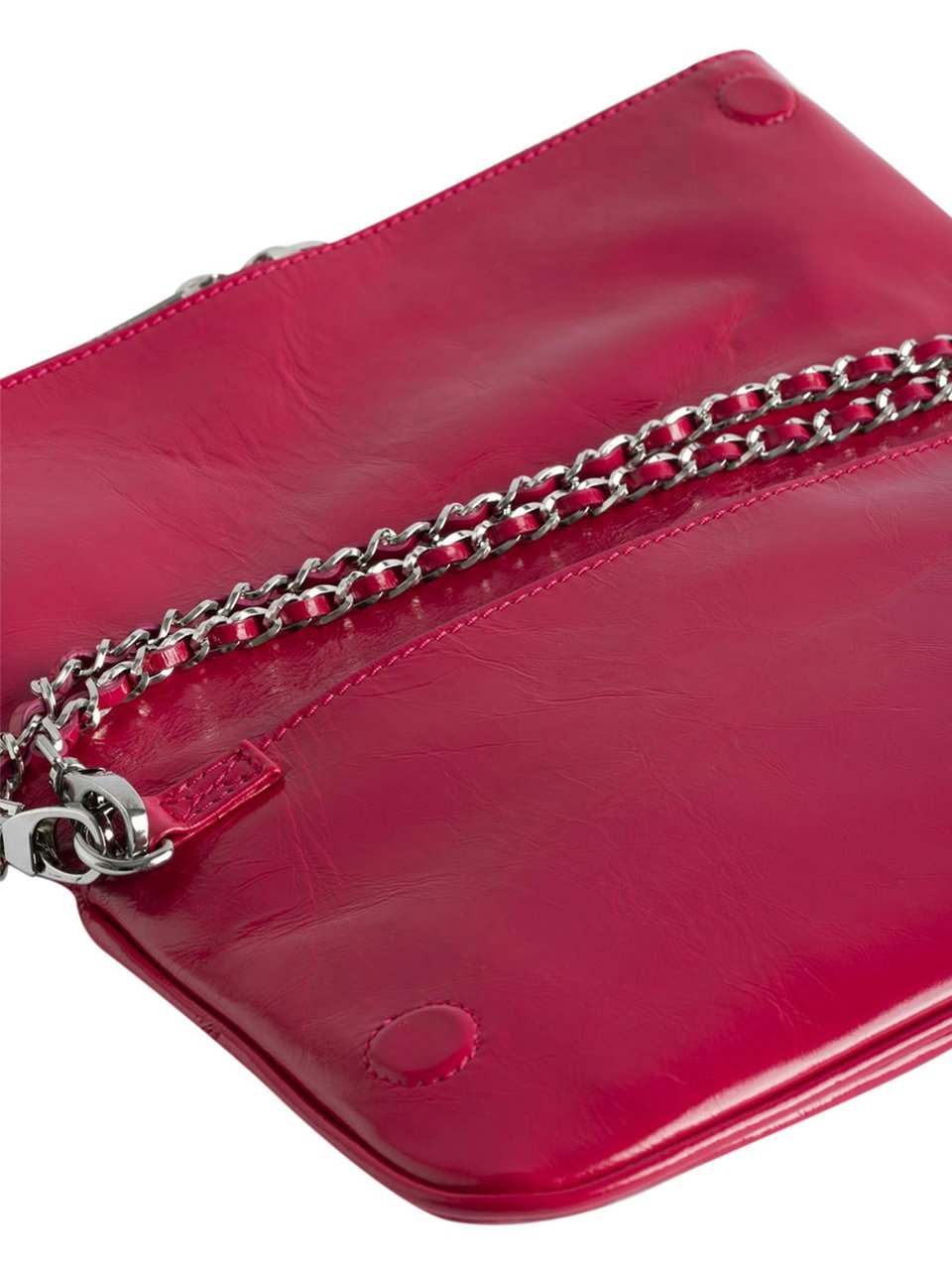 Zadig&Voltaire Rectangular Pink Clutch Bag with Silver Emblem Roze