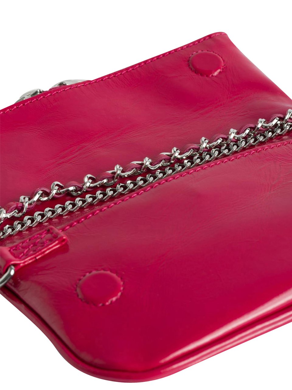 Zadig&Voltaire Rectangular Glossy Clutch Bag with Silver-tone Chain Strap Rood