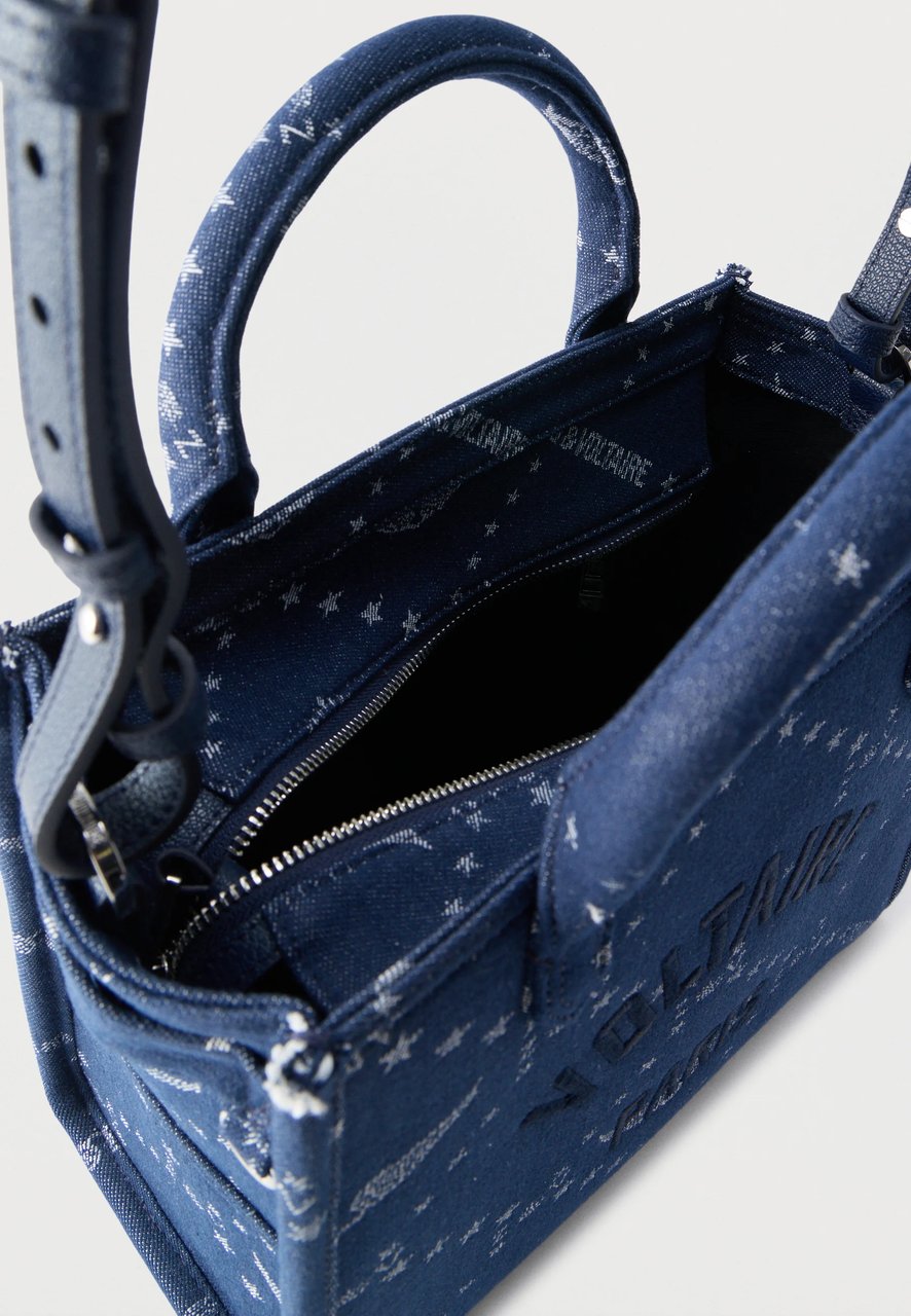 Zadig&Voltaire Structured Rectangular Handbag with Star and Wing Pattern Blauw