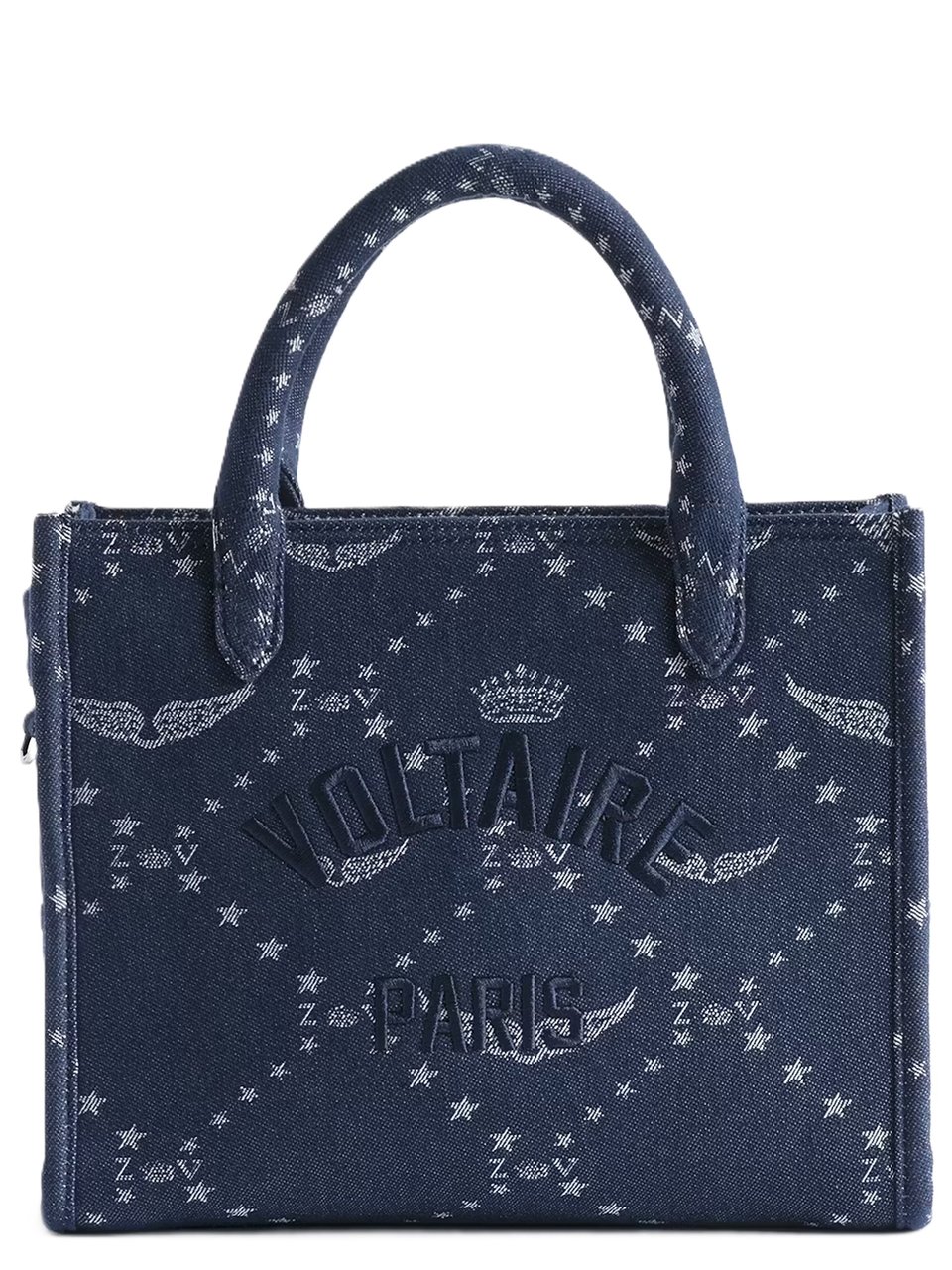 Zadig&Voltaire Structured Rectangular Handbag with Star and Wing Pattern Blauw