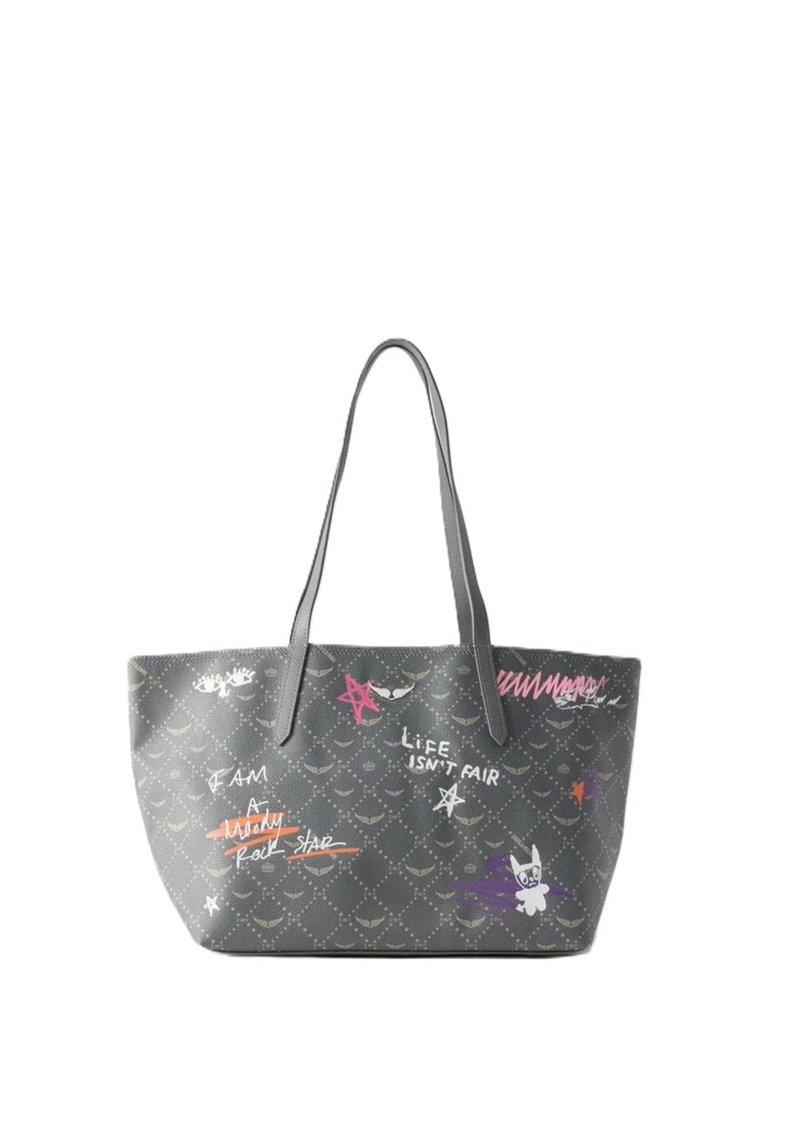Zadig&Voltaire Medium Tote Bag with Graffiti Prints Grijs