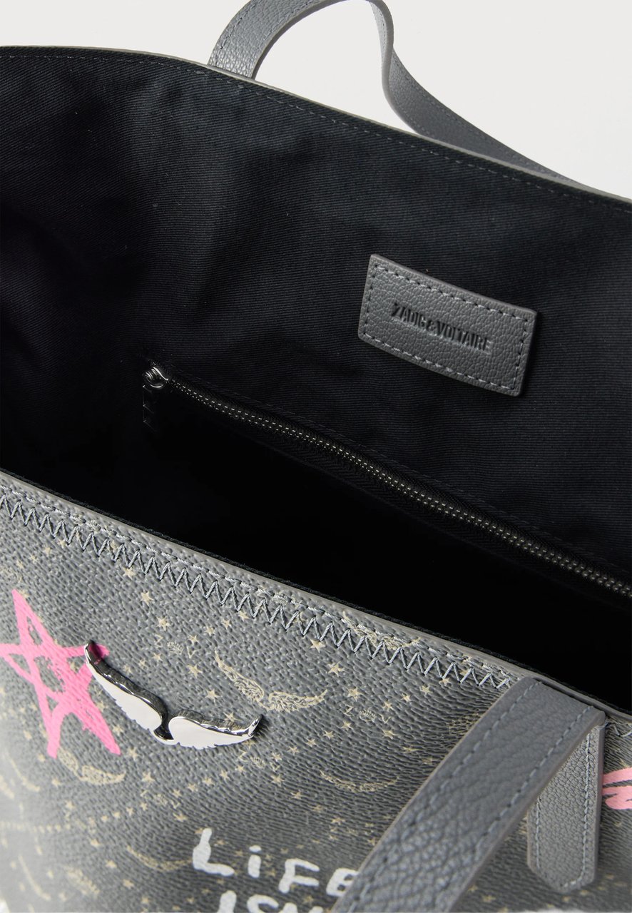 Zadig&Voltaire Medium Tote Bag with Graffiti Prints Grijs