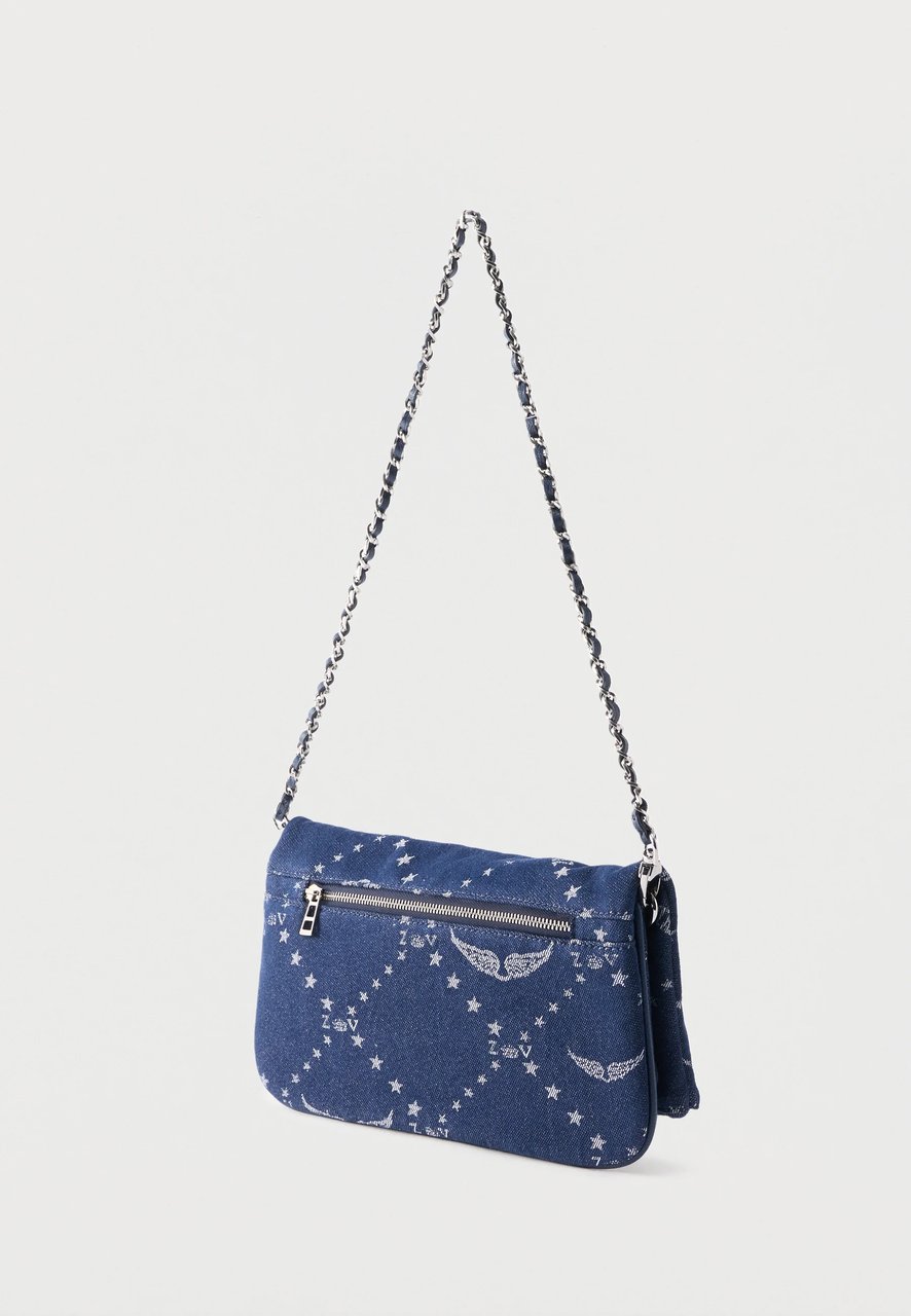 Zadig&Voltaire Rectangular Denim Shoulder Bag with Chain Strap Zwart