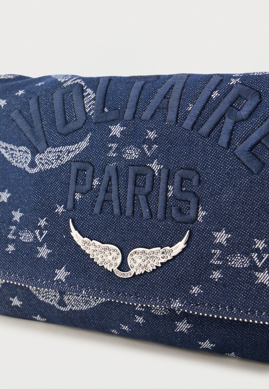 Zadig&Voltaire Rectangular Denim Shoulder Bag with Chain Strap Zwart