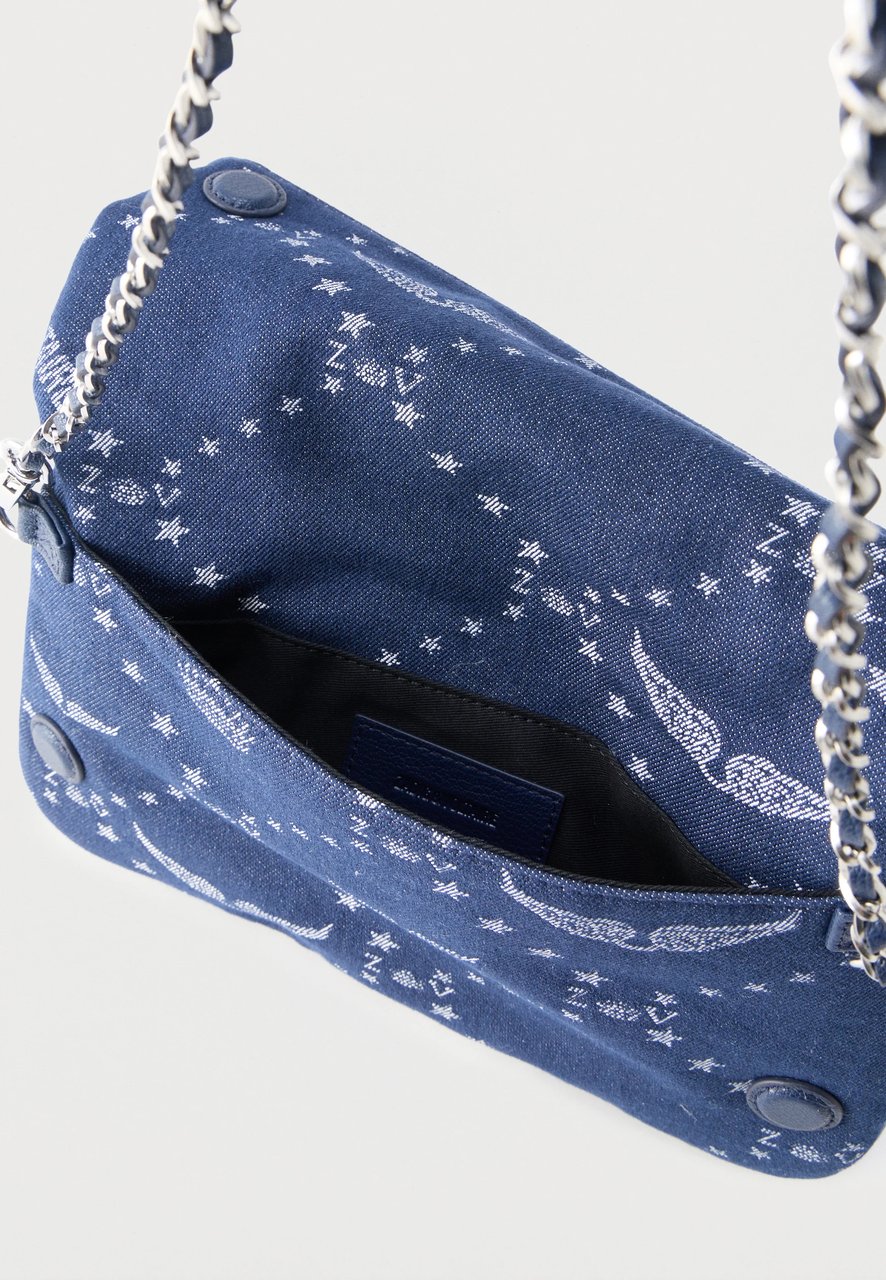Zadig&Voltaire Rectangular Denim Shoulder Bag with Chain Strap Zwart