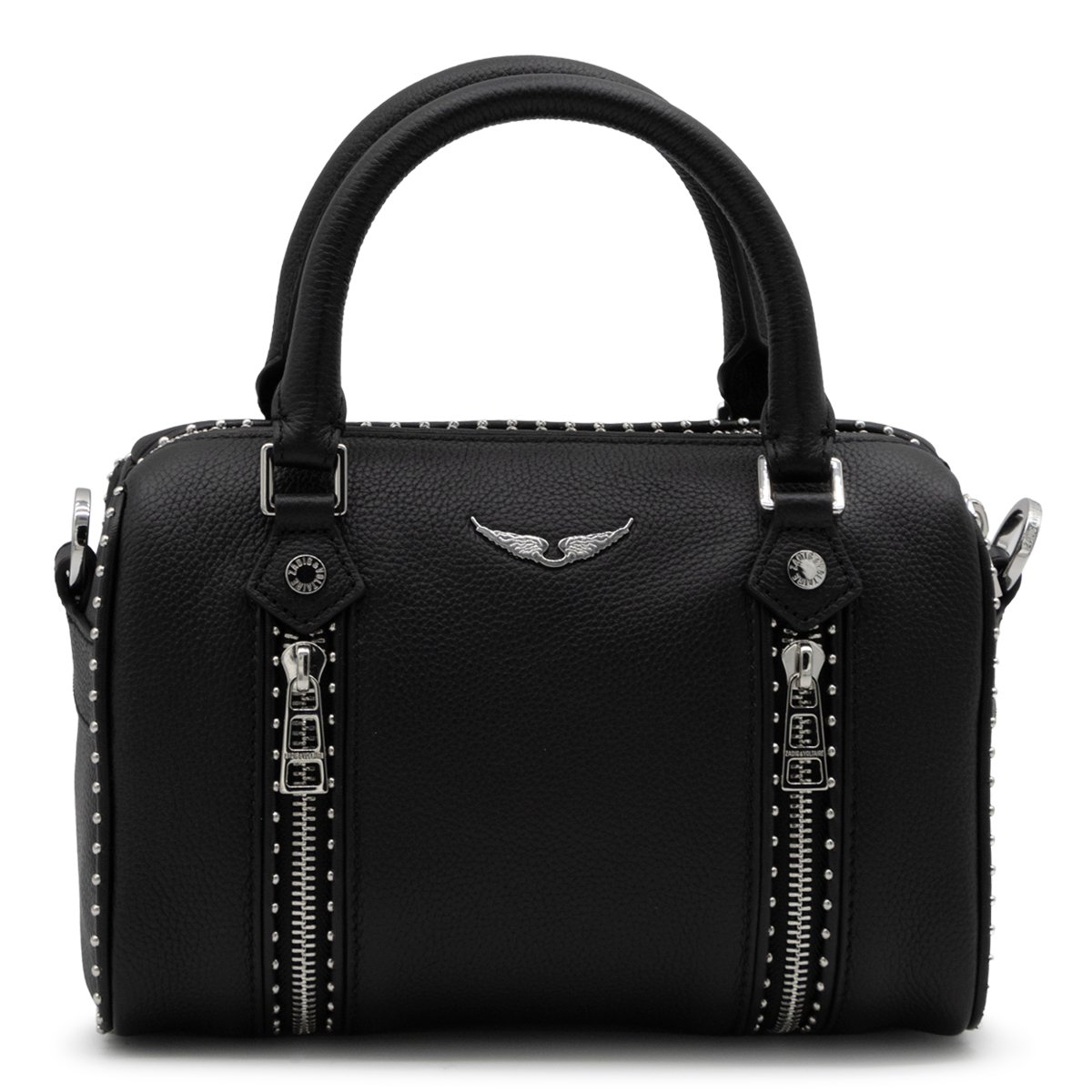 Zadig&Voltaire Textured Black Handbag with Silver-tone Accents Zwart