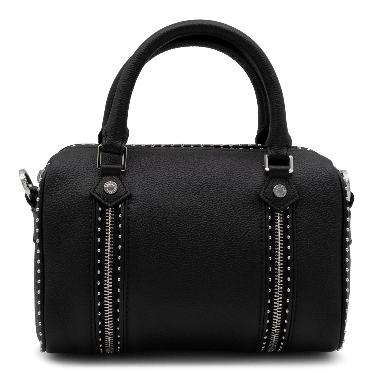 Zadig&Voltaire Textured Black Handbag with Silver-tone Accents Zwart