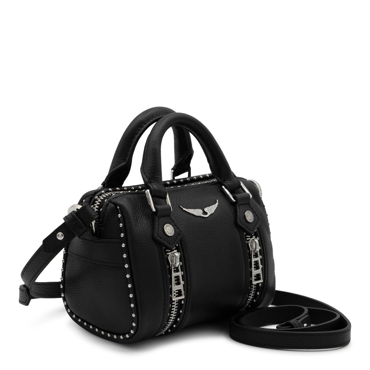 Zadig&Voltaire Compact Black Handbag with Textured Surface Zwart