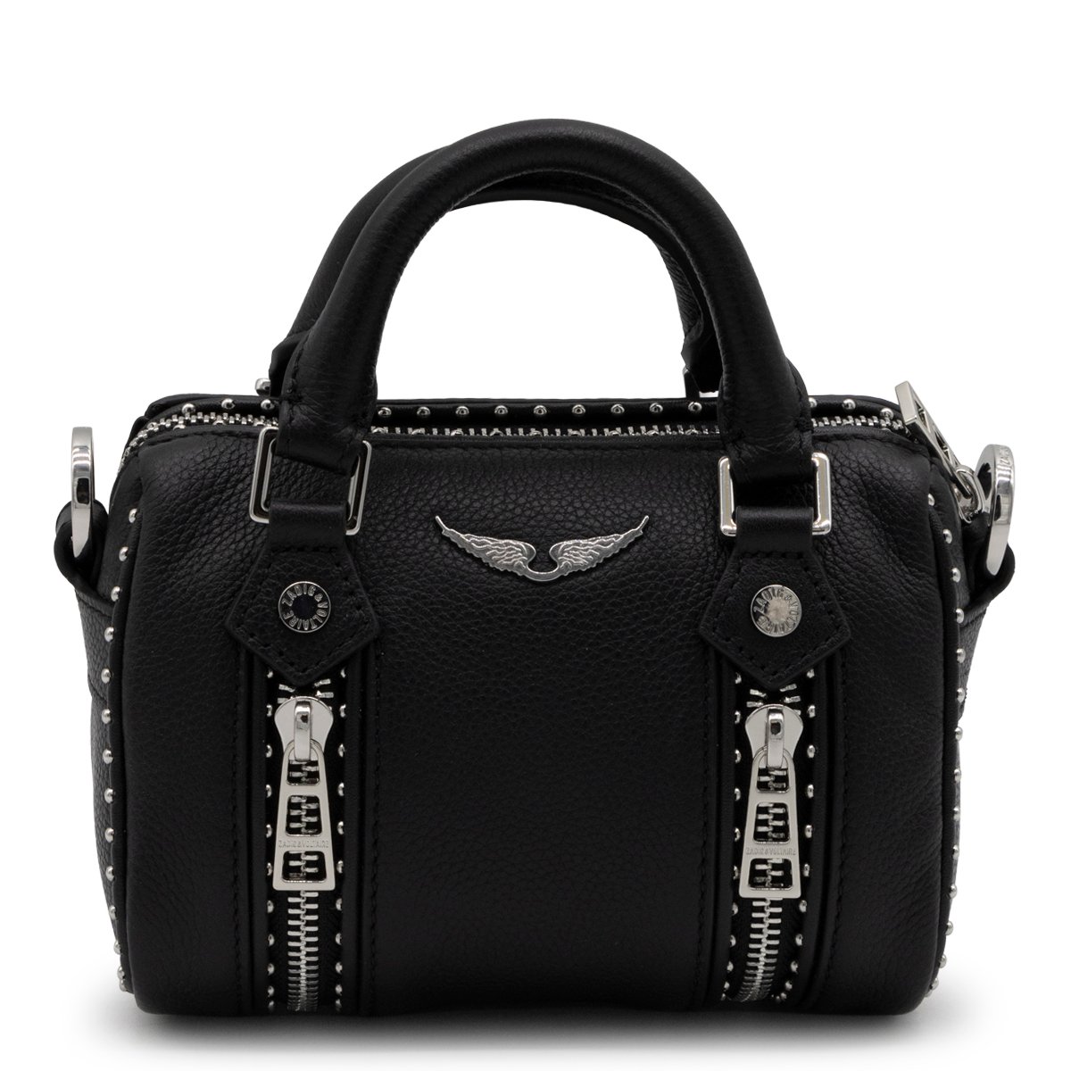 Zadig&Voltaire Compact Black Handbag with Textured Surface Zwart