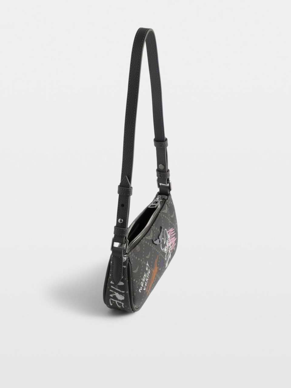Zadig&Voltaire Small Rectangular Shoulder Bag with Playful Illustrations Zwart